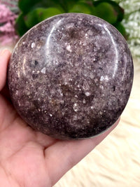 Lepidolite Palmstone 66mm APC - Lepidolite Gallet - Third Eye & Crown Chakra