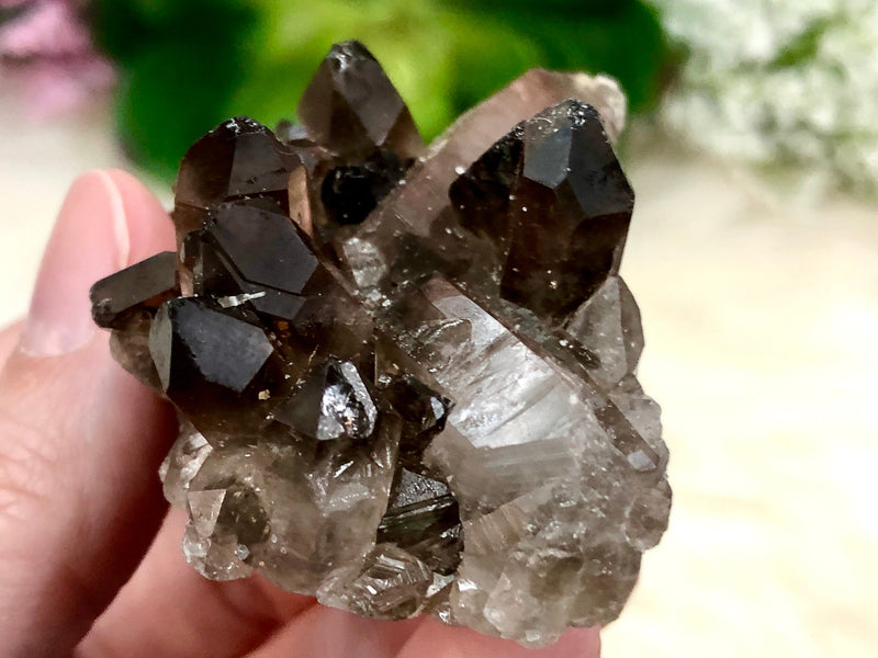 Raw Smoky Quartz Cluster 58mm AQC - Crystal Grid - Altar Decor - Purification Crystal - Intuition - Grounding