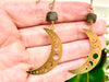 Raw Labradorite and Moon Brass Crystal Earrings