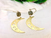 Raw Labradorite and Moon Brass Crystal Earrings
