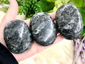 Large Larvikite Palm Stones - Protection Stones - Massage Stone - Crystal Grid - Third-Eye - Solar Plexus - Root Chakra - Altar Decor