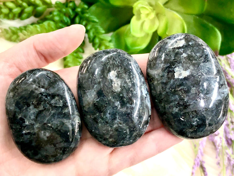 Large Larvikite Palm Stones - Protection Stones - Massage Stone - Crystal Grid - Third-Eye - Solar Plexus - Root Chakra - Altar Decor