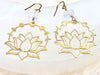 Raw Quartz & Brass Lotus Earrings - April Birthstone