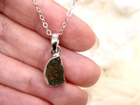 Genuine Moldavite Pendant Necklace in Sterling Silver - Crown & Heart Chakra Jewelry - Stone of Transformation - Tektite Jewelry