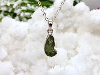 Genuine Moldavite Pendant Necklace in Sterling Silver - Crown & Heart Chakra Jewelry - Stone of Transformation - Tektite Jewelry