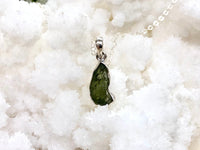 Genuine Moldavite Pendant Necklace in Sterling Silver - Crown & Heart Chakra Jewelry - Stone of Transformation - Tektite Jewelry