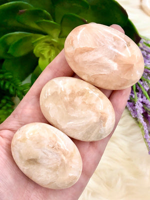 Stilbite Palm Stones - Heart Chakra stone - Third Eye Chakra stone - Crown Chakra stone