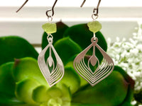 Raw Peridot and Stainless Steel Earrings - August Birthstone