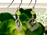 Raw Peridot and Stainless Steel Earrings - August Birthstone