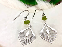 Raw Peridot and Stainless Steel Earrings - August Birthstone