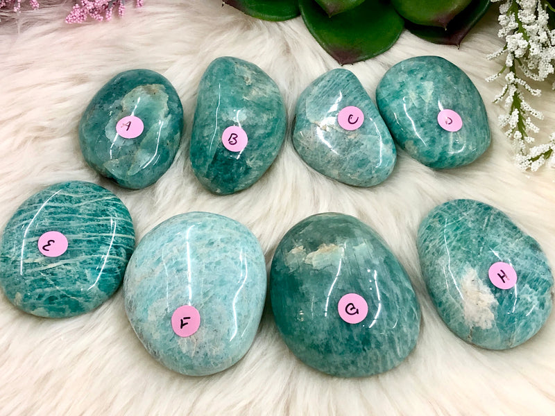 Amazonite Palm Stone - Heart and Throat Chakra - Reiki Healing Stone