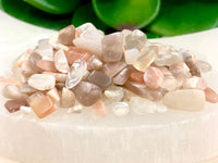 Peach Moonstone Chips -  Heart and Solar Plexus Chakra Stone - Loose Crystals - Spell Jar - Intention Tools