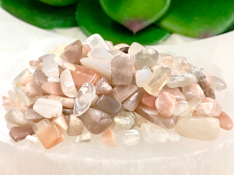 Peach Moonstone Chips -  Heart and Solar Plexus Chakra Stone - Loose Crystals - Spell Jar - Intention Tools