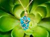 Genuine Raw Turquoise 14K Yellow Goldfill Wire-Wrapped Necklace - Sagittarius & December Birthstone