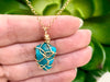 Genuine Raw Turquoise 14K Yellow Goldfill Wire-Wrapped Necklace - Sagittarius & December Birthstone