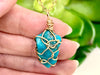 Genuine Raw Turquoise 14K Yellow Goldfill Wire-Wrapped Necklace - Sagittarius & December Birthstone