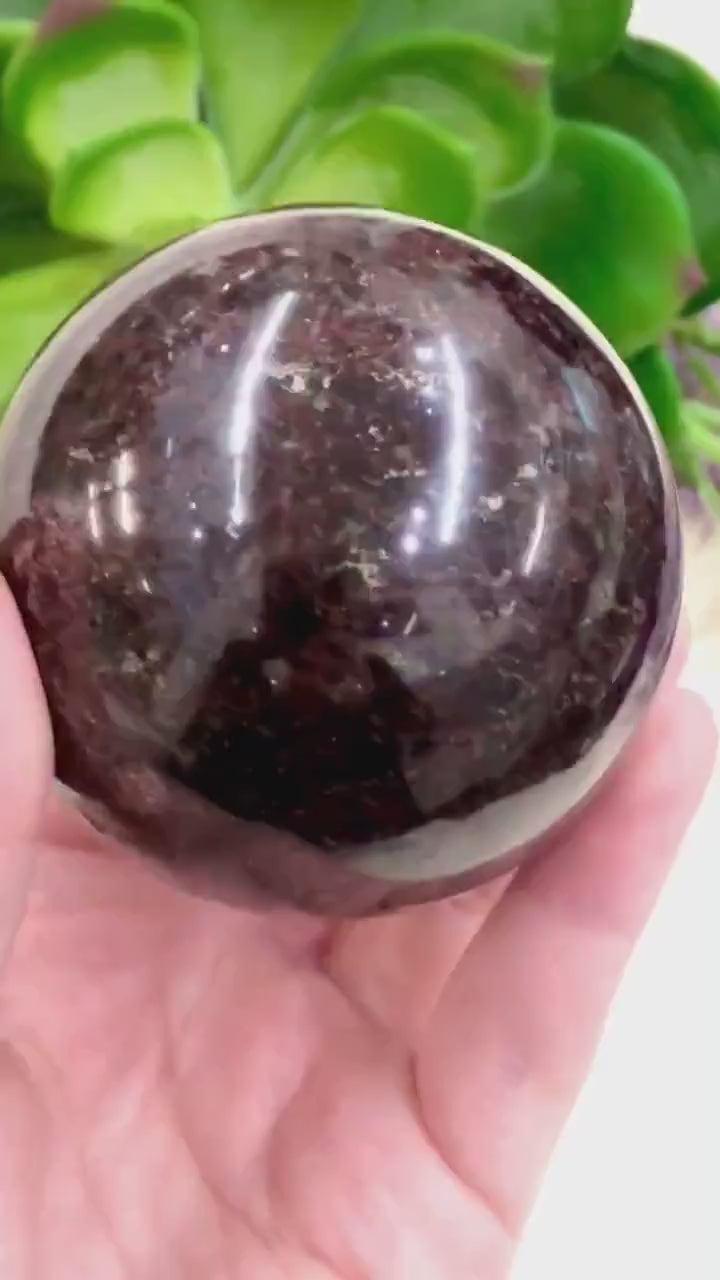 Garnet Sphere 65mm MG - Root Chakra Stone - Crystal Grid - Altar Decor - Meditation Stone - Massage Stone - Garnet Sphere - Garnet Ball