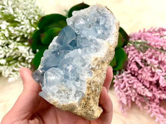 Celestite Crystal Cluster Freeform 105mm AAF - Crown Chakra - Third Eye Chakra - Throat Chakra