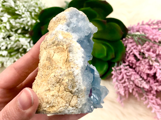 Celestite Crystal Cluster Freeform 105mm AAF - Crown Chakra - Third Eye Chakra - Throat Chakra