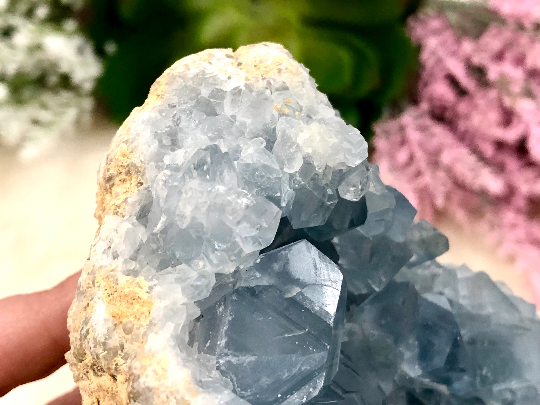 Celestite Crystal Cluster Freeform 105mm AAF - Crown Chakra - Third Eye Chakra - Throat Chakra