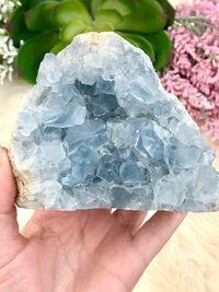 Celestite Crystal Cluster Freeform 105mm AAF - Crown Chakra - Third Eye Chakra - Throat Chakra