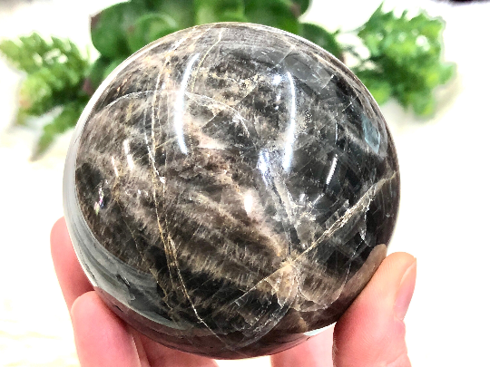 Black Moonstone 76mm Sphere GJ