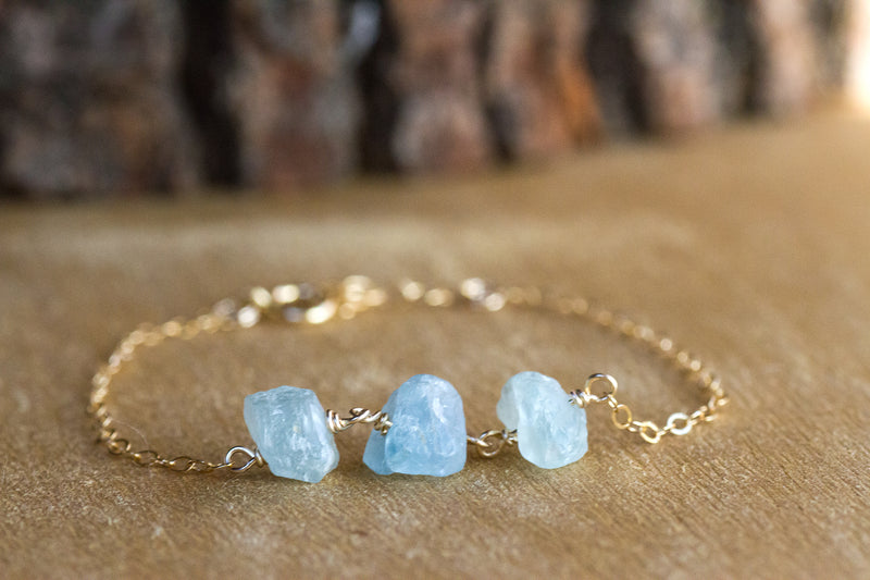 Raw Aquamarine Bracelet