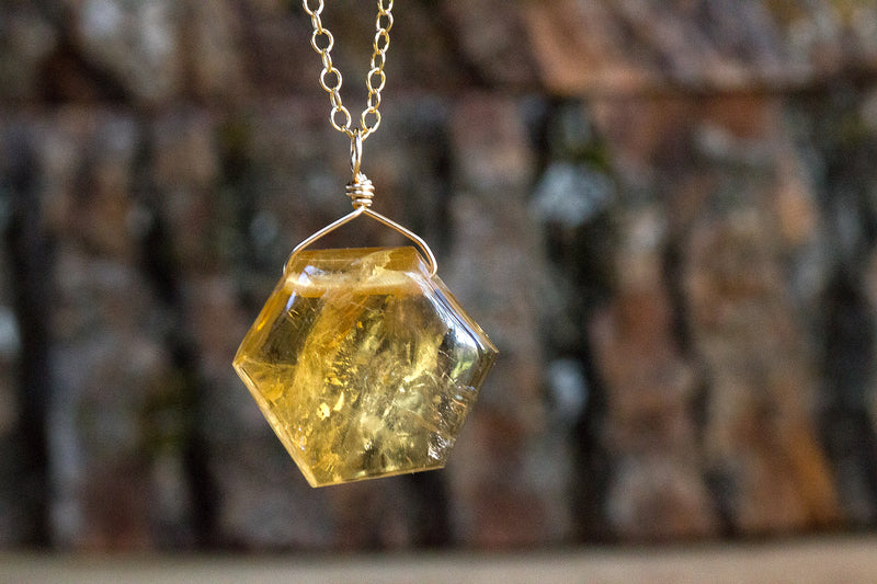 Citrine Pendant or Bar Style Necklace