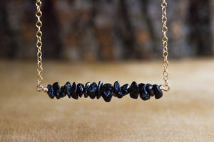 Raw Black Tourmaline Bar Necklace