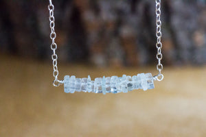 Square Aquamarine Bar Necklace
