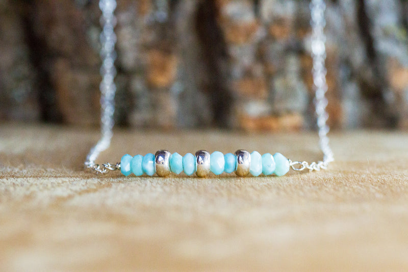 Dainty Larimar Bar Necklace