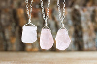 Raw Rose Quartz Necklace