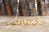 Raw Citrine Bar Necklace