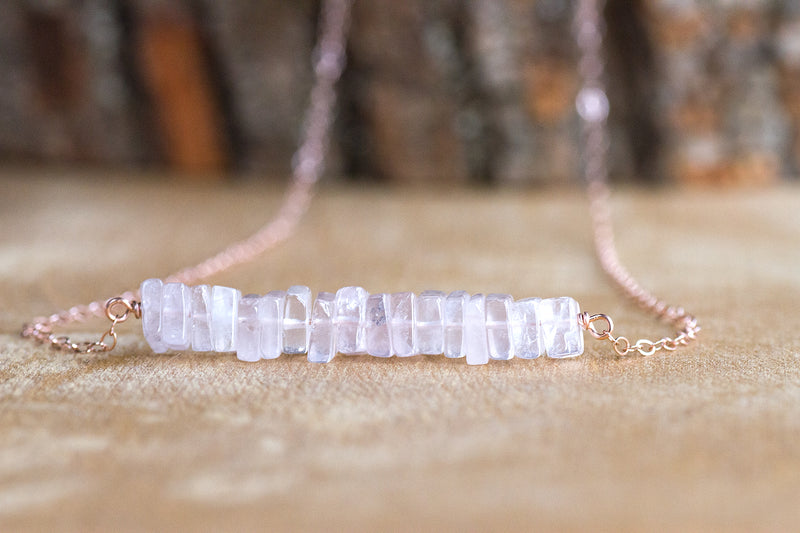 Rose Quartz Bar Necklace