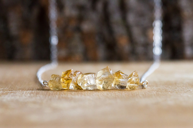 Raw Citrine Bar Necklace