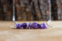 Raw Amethyst Bar Necklace