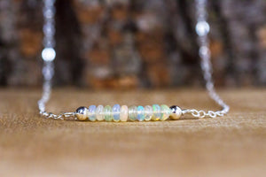 Ethiopian Opal Curved Bar Necklace