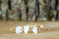 Engraved Raw Moonstone Bracelet