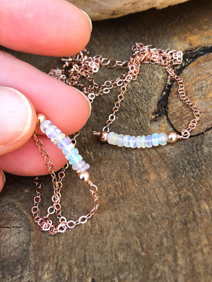 Ethiopian Opal Bar Necklace By Moon Lotus Crystals