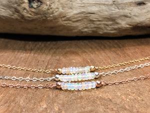 Ethiopian Opal Bar Necklace By Moon Lotus Crystals