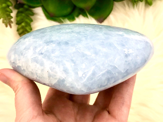 Extra Large Blue Calcite Heart 117mm IV - Anxiety Stone - Throat Chakra Stone