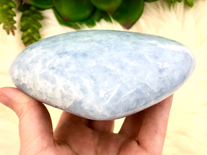 Extra Large Blue Calcite Heart 117mm IV - Anxiety Stone - Throat Chakra Stone