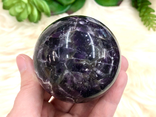 Chevron Amethyst Sphere 58mm JN - Crown & Third Eye Chakra