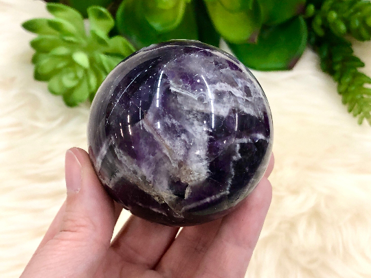 Chevron Amethyst Sphere 58mm JN - Crown & Third Eye Chakra