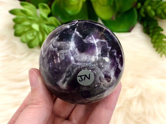 Chevron Amethyst Sphere 58mm JN - Crown & Third Eye Chakra