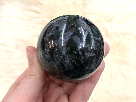 Indigo Gabbro Mystic Merlinite Crystal Sphere 56mm JW