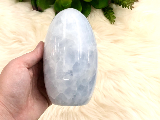 Blue Calcite Freeform Stone 127mm KA  - Anxiety Crystal - Throat Chakra Stone - Self Standing Stones