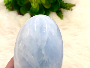 Blue Calcite Freeform Stone 127mm KA  - Anxiety Crystal - Throat Chakra Stone - Self Standing Stones