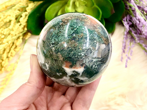 Green Moss Agate and Quartz Sphere 67mm LB