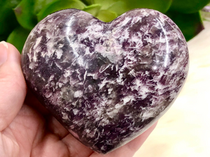 Lepidolite Heart with Smoky Inclusions 77mm QW